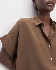 The Boxy Shirt in Washable Silk | Cocoa