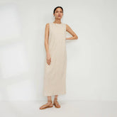 The Linen Bias Cut Dress | Bone / Caramel