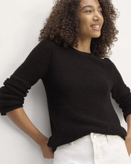 The Organic Cotton Open-Stitch Crew | Black