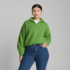The Half-Zip Sweater in Luxe Merino | Salted Lime
