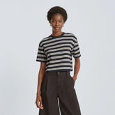 The Organic Cotton Cropped Tee | Navy / Tan
