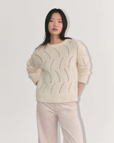 The Pointelle Sweater in Cloud | Bone