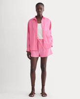 The Drawstring Boxer Short in Linen | Deep Pink