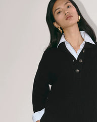 The Cocoon Henley in Wool Cashmere | Black