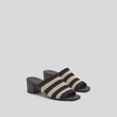 The Glove Mule in ReKnit | Black/ Parchment Stripe