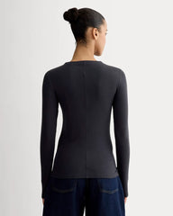 The Luxe Rib Funnel-Neck Tee | Navy