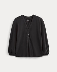 The Air V-Neck Henley | Black