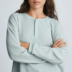 The Organic Cotton Waffle Henley | Ice Blue