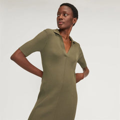 The Ribbed Short-Sleeve Polo Dress | Kalamata