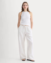 The Drawstring Pant in Linen | Natural Chambray