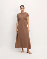 The TENCEL™ Short-Sleeve Midi Dress | Carob Brown