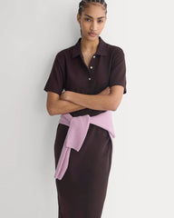 Pique Polo Short-Sleeve Dress | Dark Chocolate