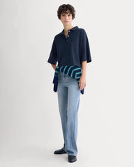Pique Boxy Polo | Navy