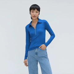 The Super-Soft Zip Polo | Lapis Blue