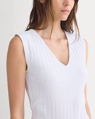V-Neck Tank in Pointelle | White