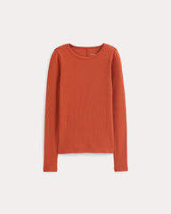 The Luxe Rib Long-Sleeve Crew | Rust