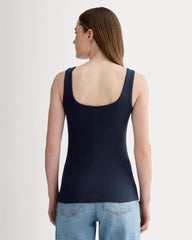 The Luxe Rib Square-Neck Tank | Navy