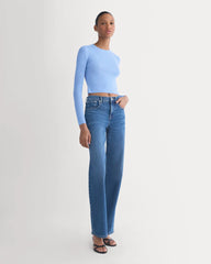 The Cropped Crew Top in Ultrafine Merino | Open Air Blue