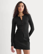 Luxe Rib Button-Up Top | Black