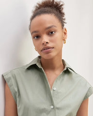 The Supima® Cotton Short-Sleeve Shirt Dress | Sage Green