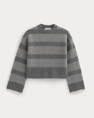 Nordic Cropped Boxy Crew in Luxe Merino | Heathered Mid Grey