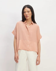 The Boxy Shirt in Washable Silk | Blush Pink