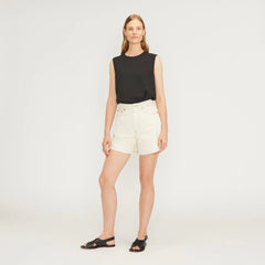 The A-Line Denim Short | Ecru