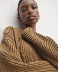 The Oversized Crew in Luxe Merino | Deep Camel