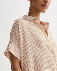 The Boxy Shirt in Washable Silk | Bone / Dusky Rose