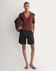 Open Collar Polo | Henna Red