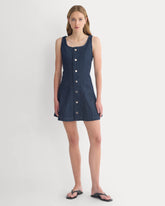 Denim Button-Front Mini Dress | Dark Indigo