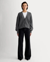 The Boxy Cardigan in Everyday Cotton | Heathered Charcoal