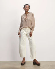 The Henley Shirt in Washable Silk | Burnt Sugar
