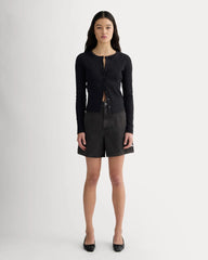 The A-Line Denim Short | Washed Black