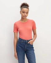 The Luxe Rib Crew | Coral