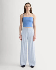 The Seamed Top in Stretch Linen | Bluebell