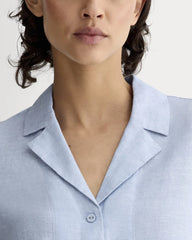 The Notch Shirt in Linen | Light Blue