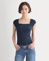 RetroSoft Cotton Square-Neck Tee | Navy