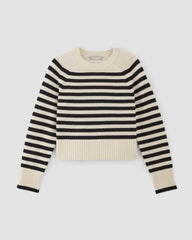 The Boxy Crew in Cashmere | Bone / Black