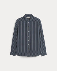The Must-Have Shirt in Washable Silk | True Navy / Bone Stripe