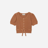 The Puff Sleeve Sweater Top | Tawny Brown
