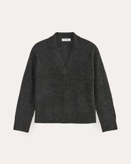 The Oversized Polo in Alpaca | Heathered Black