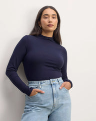 The Form Funnel-Neck Tee | Navy