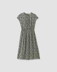 The Gathered Midi Dress | Black / Bone Mini Floral