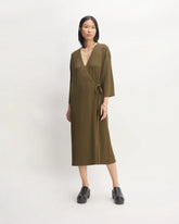 The Ribbed Wrap Midi Dress | Beech