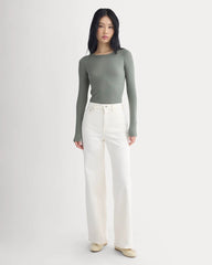 The Luxe Rib Long-Sleeve Crew | Agave Green