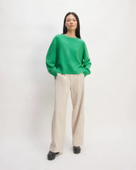The Cashmere Boxy Crew | Bright Jade