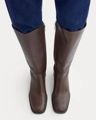 Leather Knee-High City Boot | Deep Brown