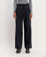 The ReWool® Way-High Drape Pant | Navy / Bone