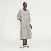 The Poplin Tiered Dress | Bone / Black